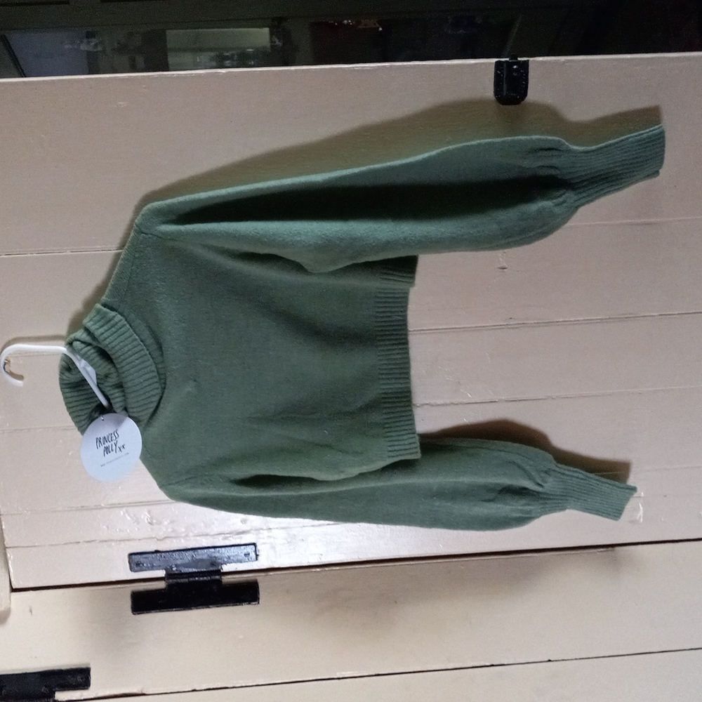 Princess polly Zahara cropped turtleneck sweater green new size 0